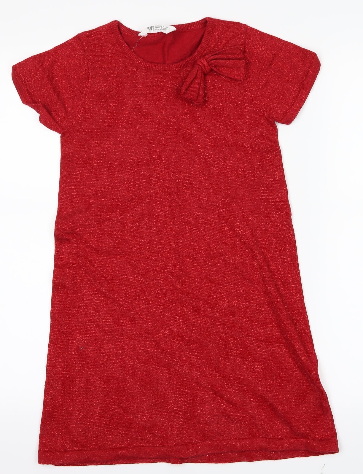 H&M Girls Red   Shirt Dress  Size 9-10 Years