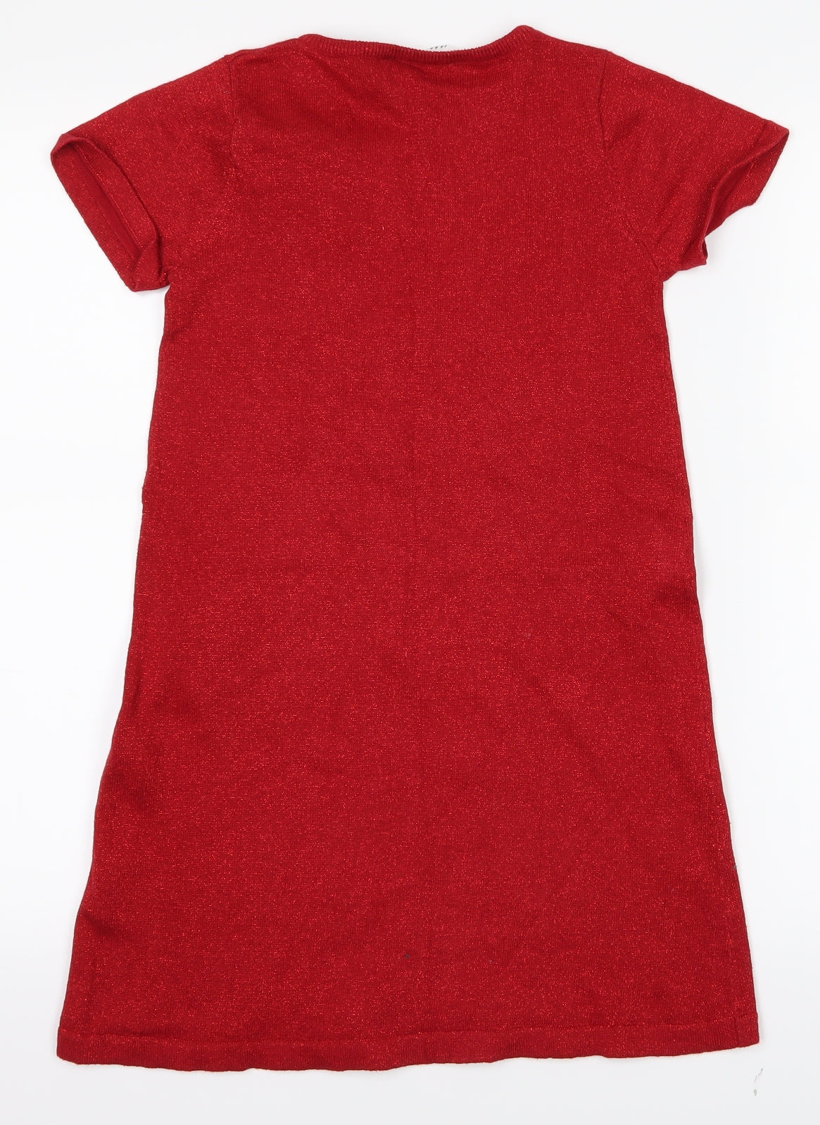 H&M Girls Red   Shirt Dress  Size 9-10 Years