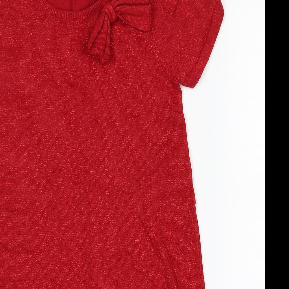 H&M Girls Red   Shirt Dress  Size 9-10 Years