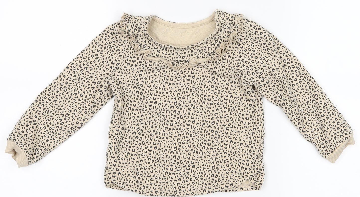TU Girls Yellow Animal Print  Pullover Jumper Size 12-18 Months