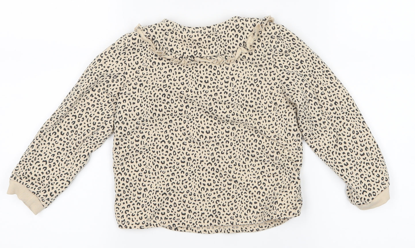 TU Girls Yellow Animal Print  Pullover Jumper Size 12-18 Months