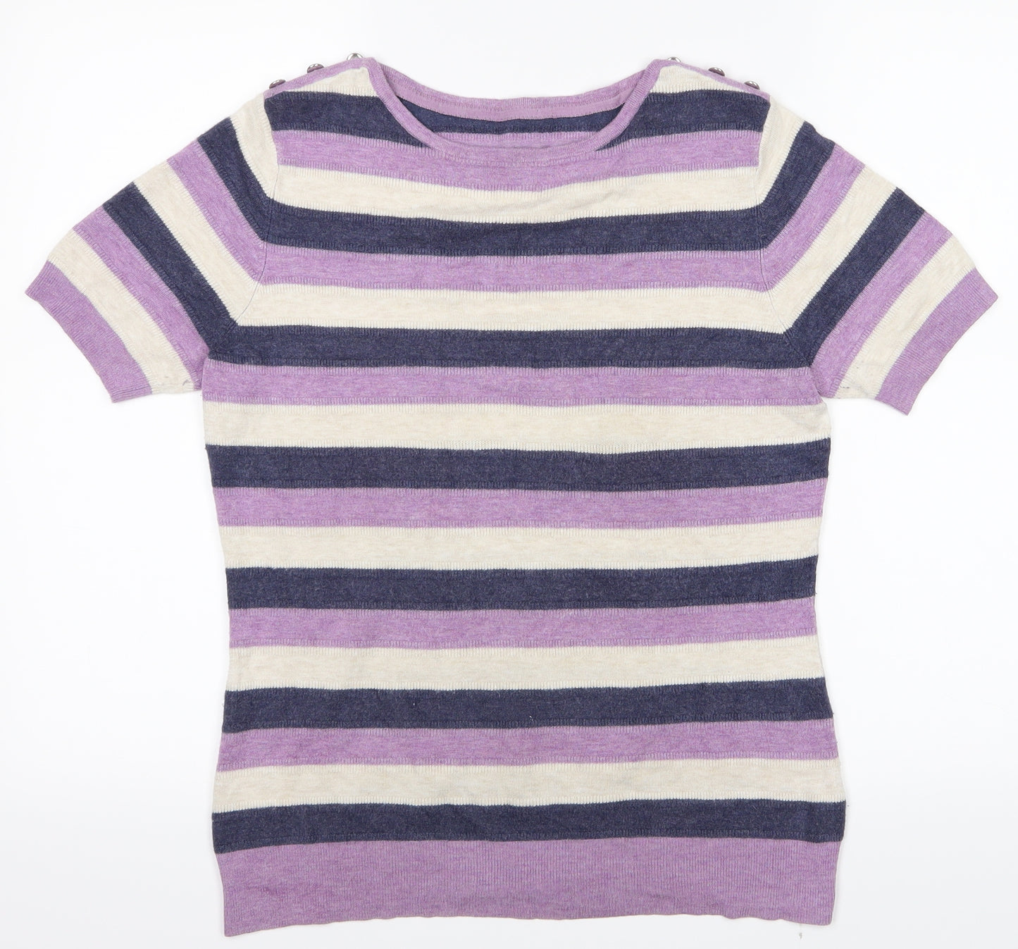 Pre Worn Womens Purple Striped  Basic T-Shirt Size M
