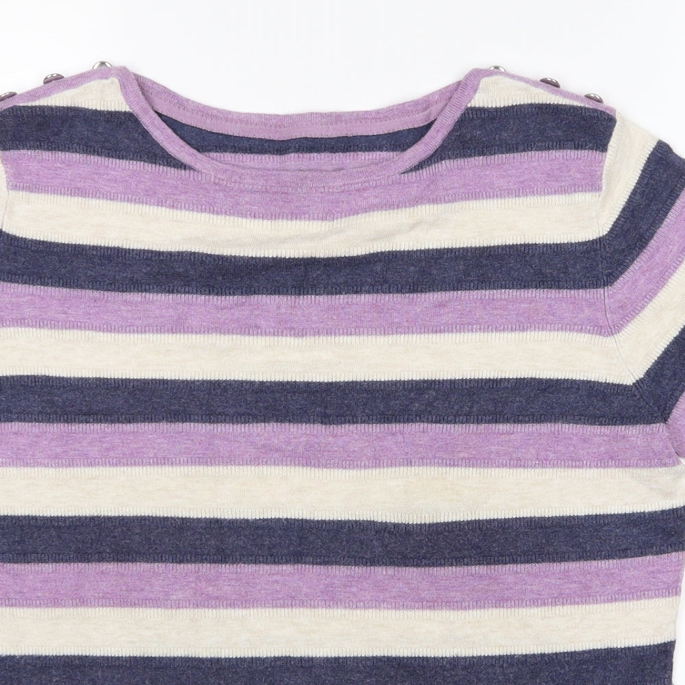 Pre Worn Womens Purple Striped  Basic T-Shirt Size M
