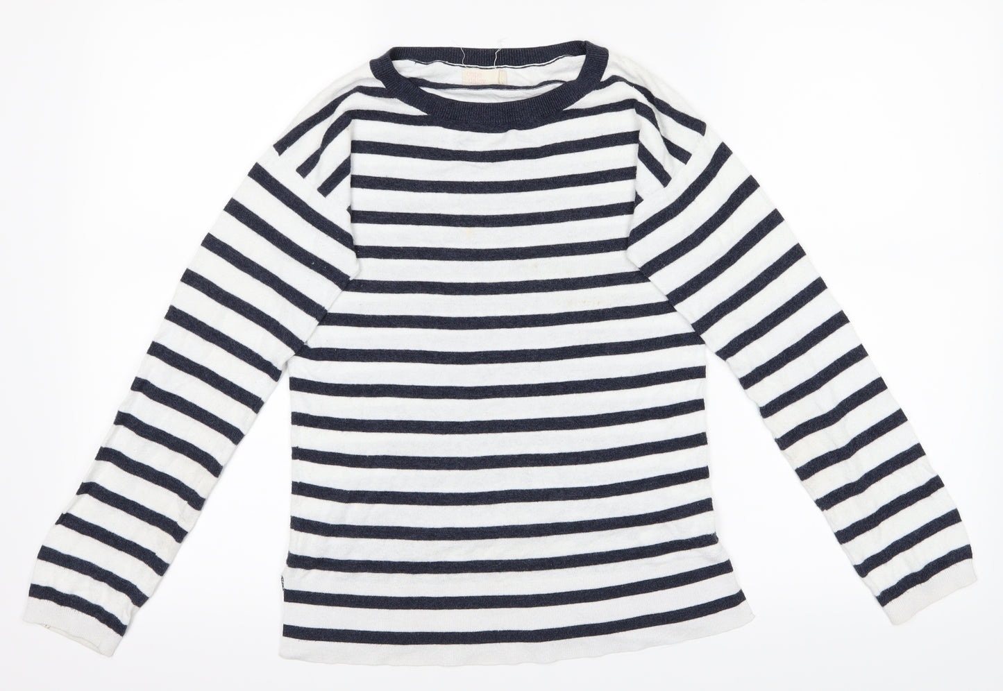 Cape Daisy Womens Black Striped  Basic T-Shirt Size 8