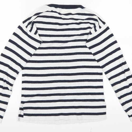 Cape Daisy Womens Black Striped  Basic T-Shirt Size 8