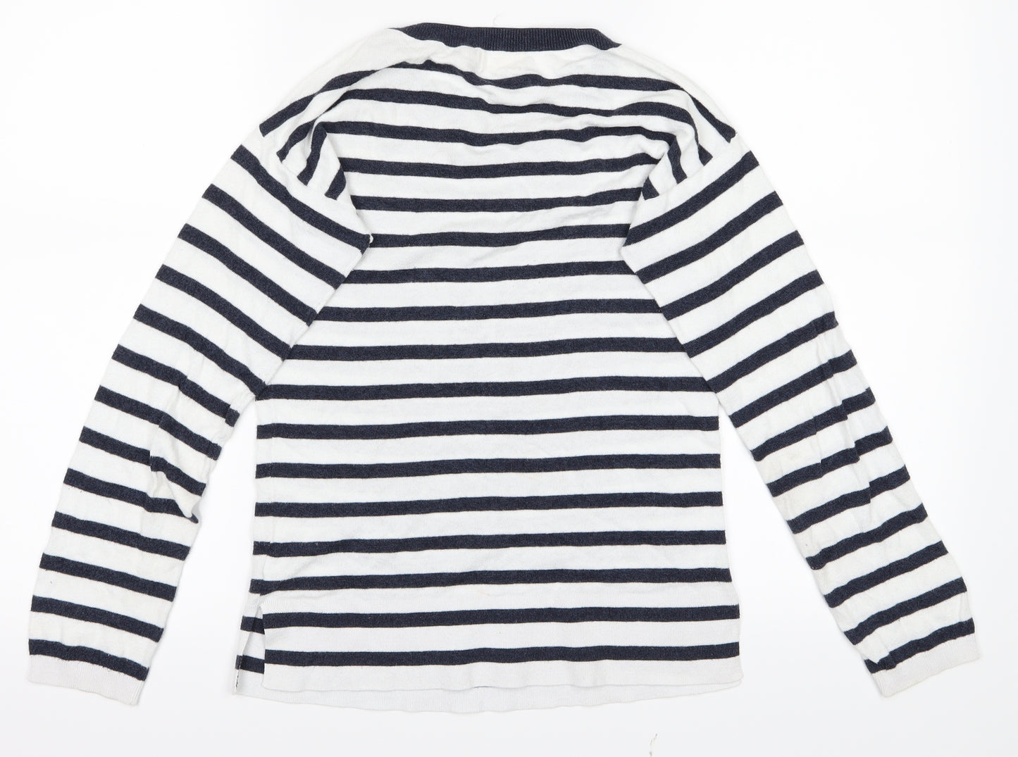 Cape Daisy Womens Black Striped  Basic T-Shirt Size 8