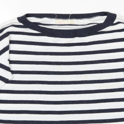 Cape Daisy Womens Black Striped  Basic T-Shirt Size 8
