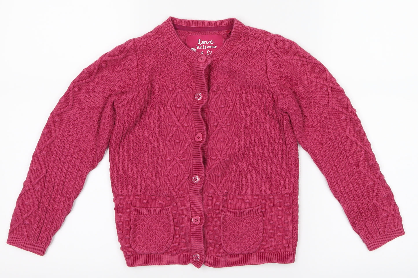 Love knitwear Girls Pink   Cardigan Jumper Size 5-6 Years