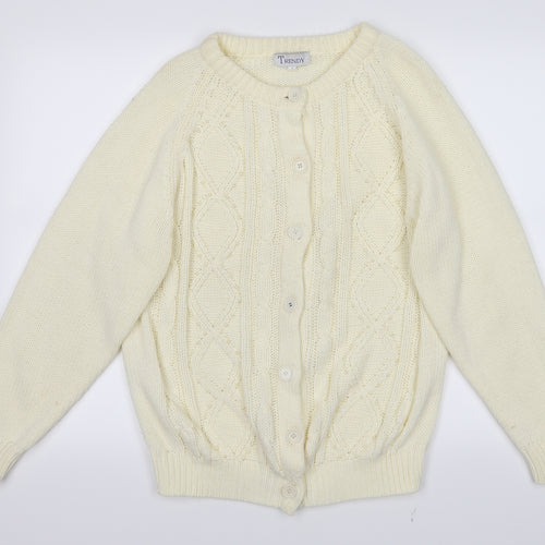 Trendy Womens White   Cardigan Jumper Size M