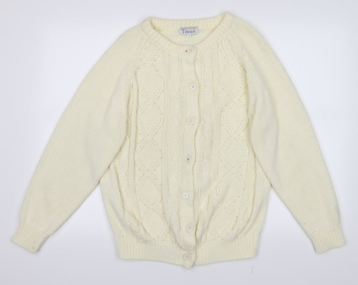 Trendy Womens White   Cardigan Jumper Size M
