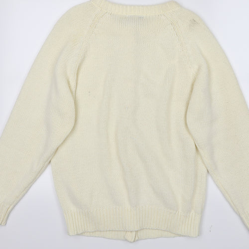 Trendy Womens White   Cardigan Jumper Size M