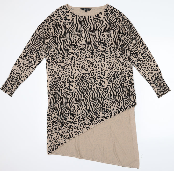 Debenhams Womens Brown Animal Print Shirt Dress Size 14