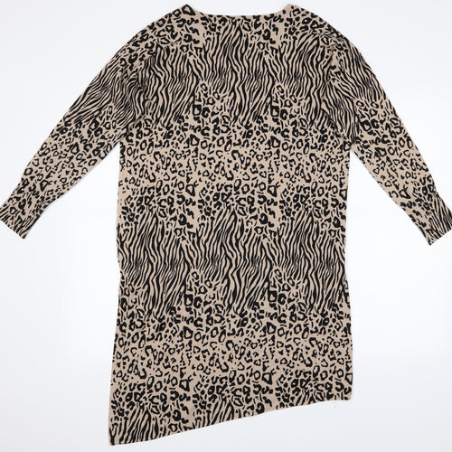 Debenhams Womens Brown Animal Print  Shirt Dress  Size 14