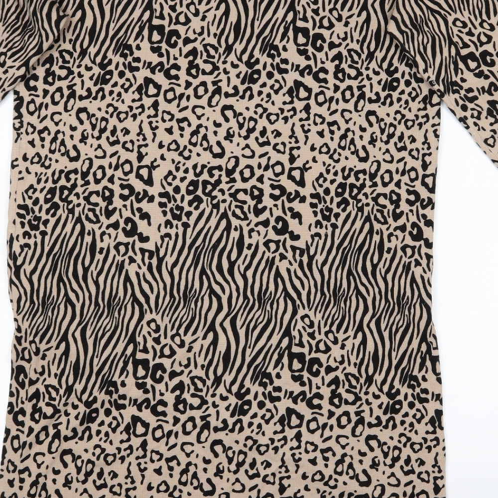 Debenhams Womens Brown Animal Print  Shirt Dress  Size 14