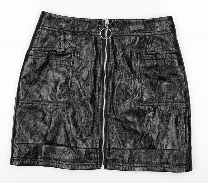 Topshop Womens Black Mini Skirt Size 8