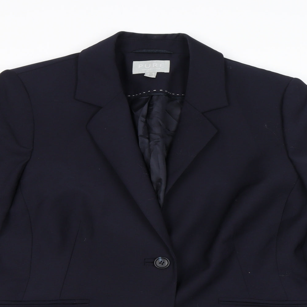 PURE Collection Womens Blue  Rayon Jacket Suit Jacket Size 12