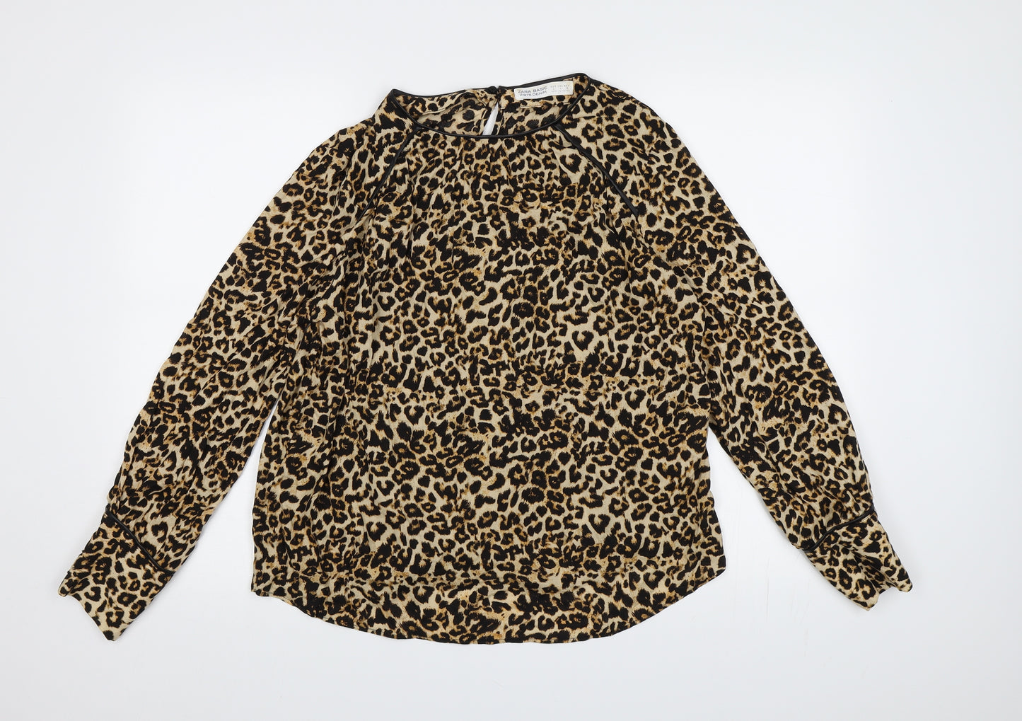 Zara Womens Brown Animal Print  Basic Blouse Size L