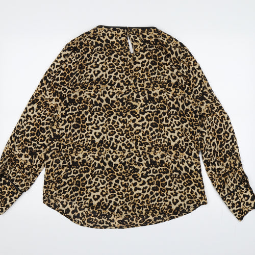 Zara Womens Brown Animal Print  Basic Blouse Size L
