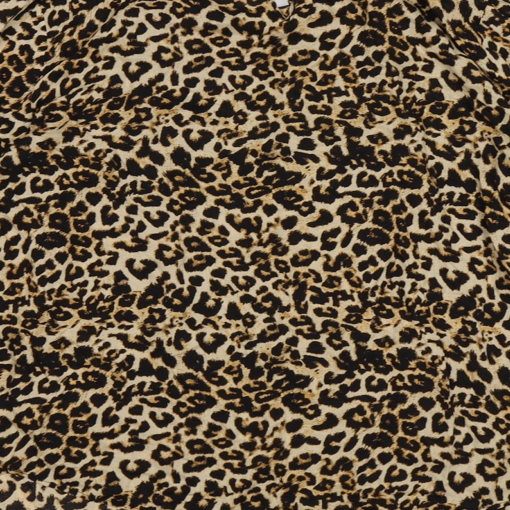 Zara Womens Brown Animal Print  Basic Blouse Size L