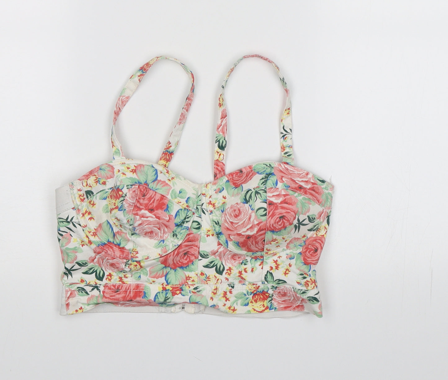 Denim CO. Womens White Floral  Cropped Tank Size 10