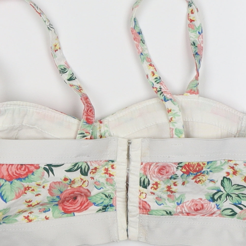 Denim CO. Womens White Floral  Cropped Tank Size 10