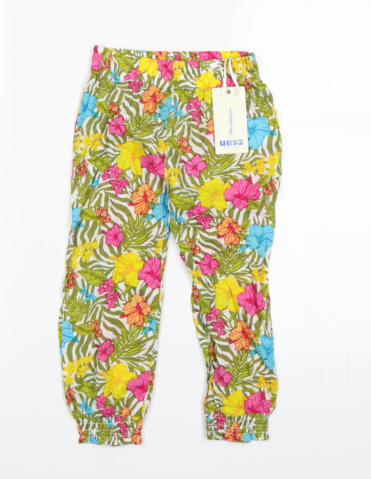 UBS 2 Girls Multicoloured Floral  Harem Trousers Size 3 Years