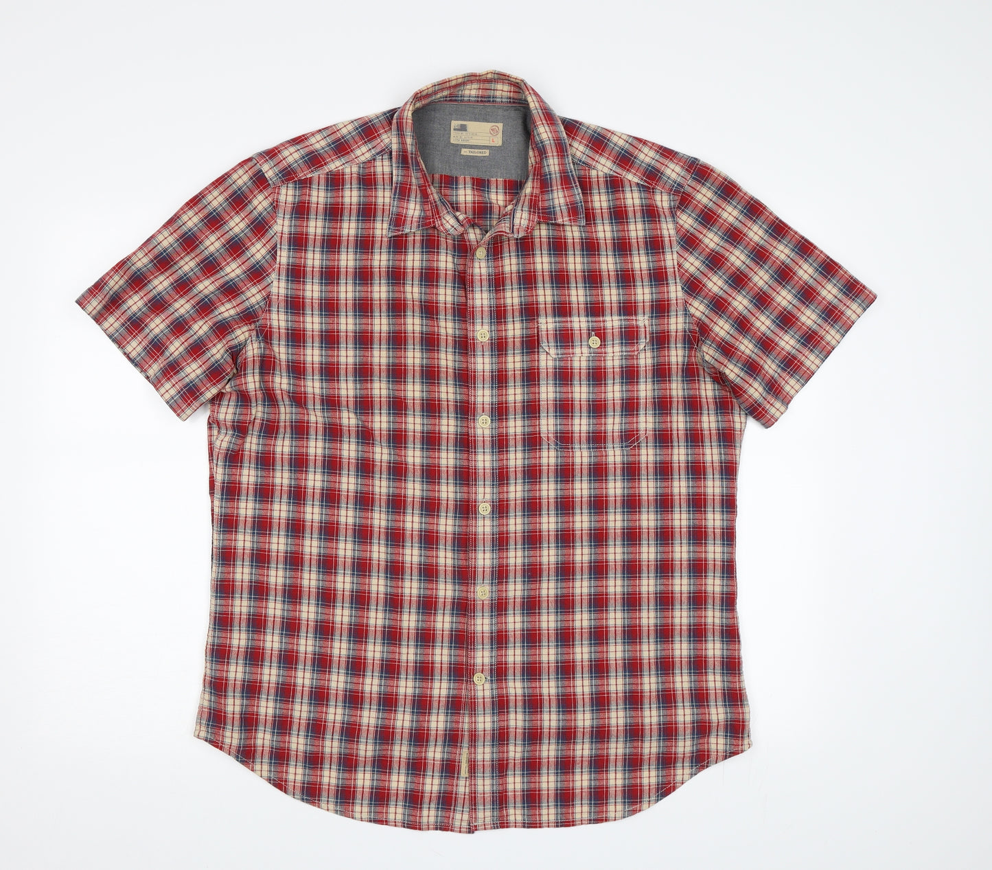 NORTH COAST Mens Red Check   Button-Up Size L