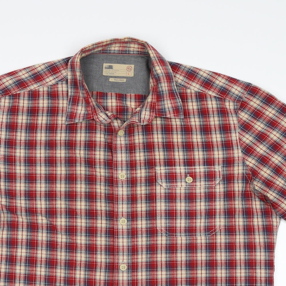 NORTH COAST Mens Red Check   Button-Up Size L