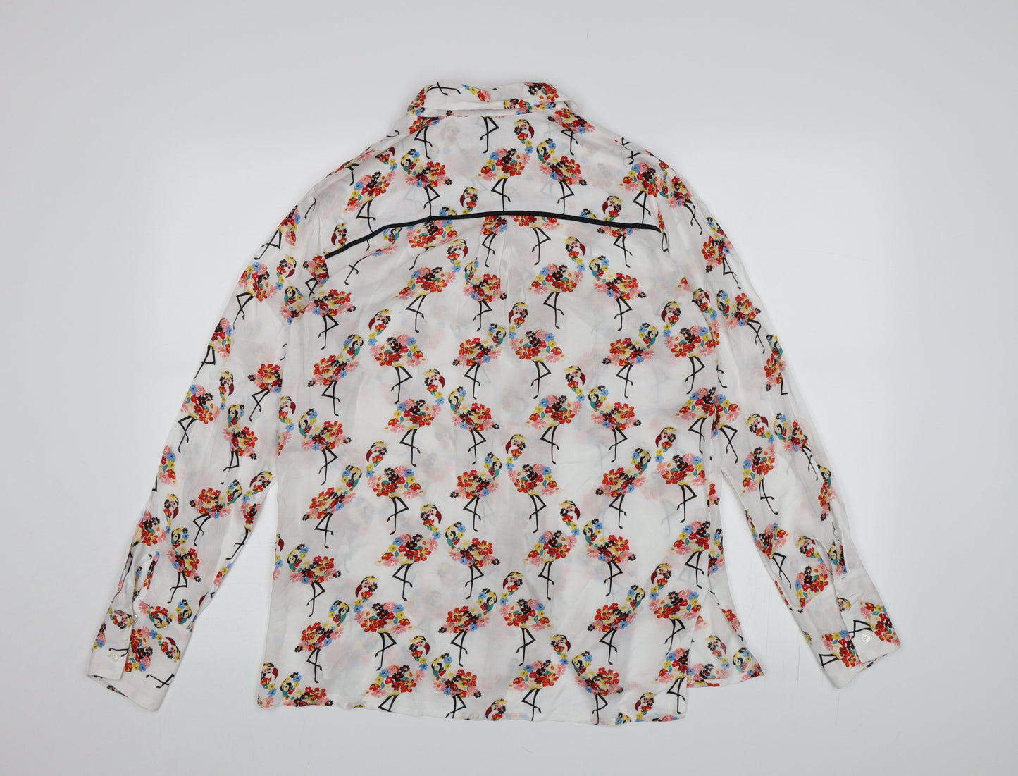 NEXT Womens White Floral  Basic Button-Up Size 10