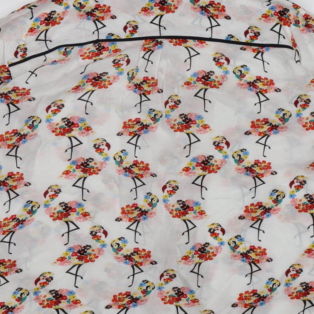 NEXT Womens White Floral  Basic Button-Up Size 10