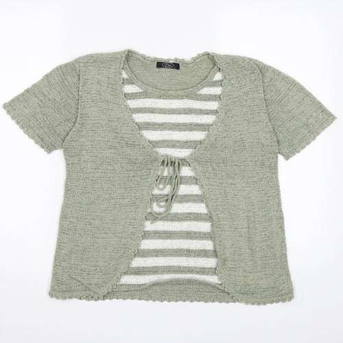 BM casual Womens Green Striped Knit Pullover Jumper Size S