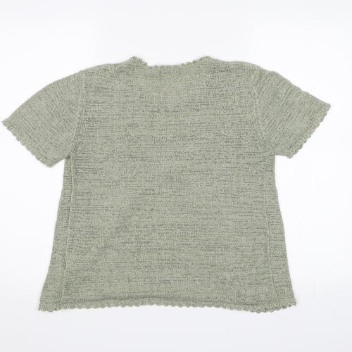 BM casual Womens Green Striped Knit Pullover Jumper Size S