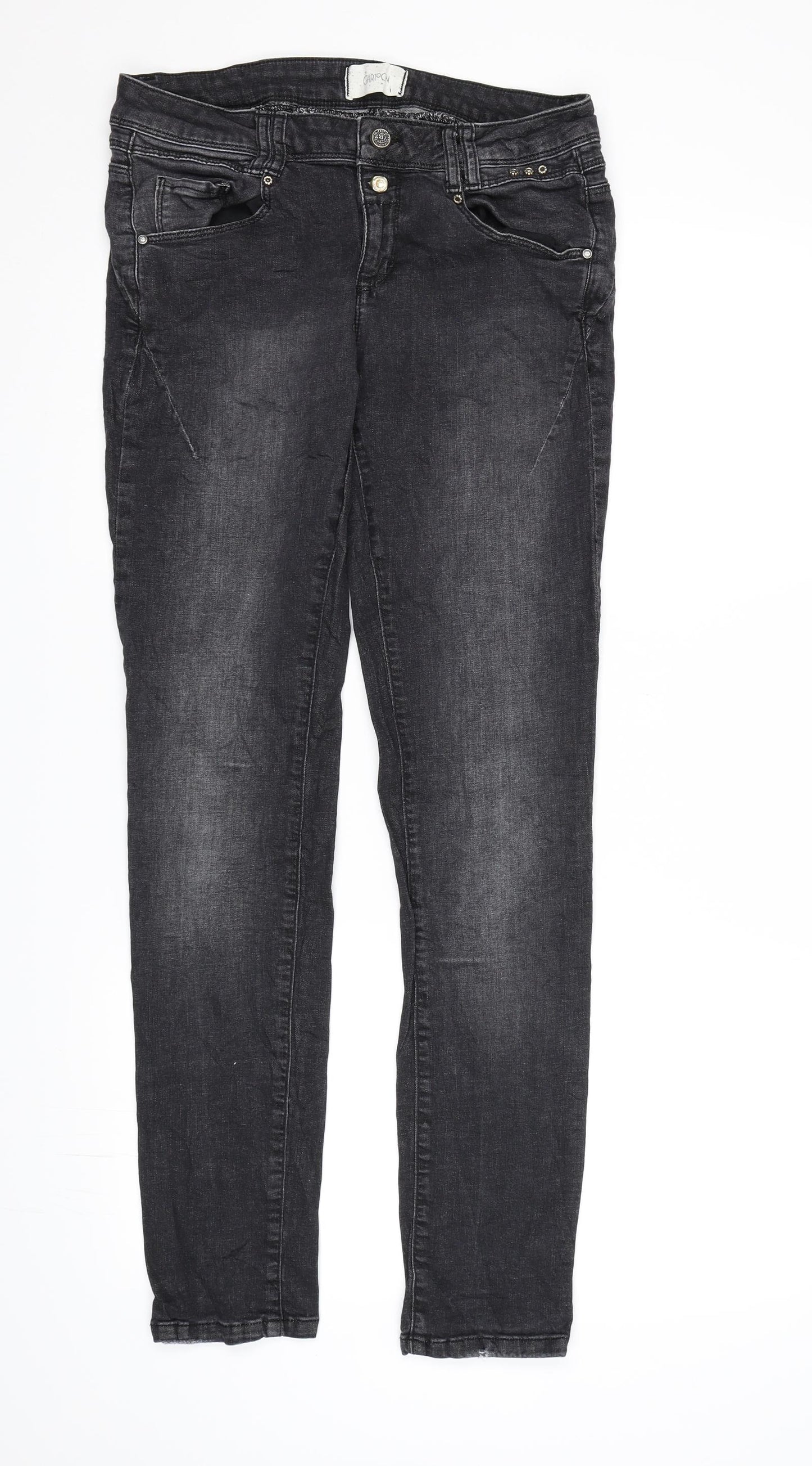 Cartoon Womens Black  Denim Straight Jeans Size 10 L30 in
