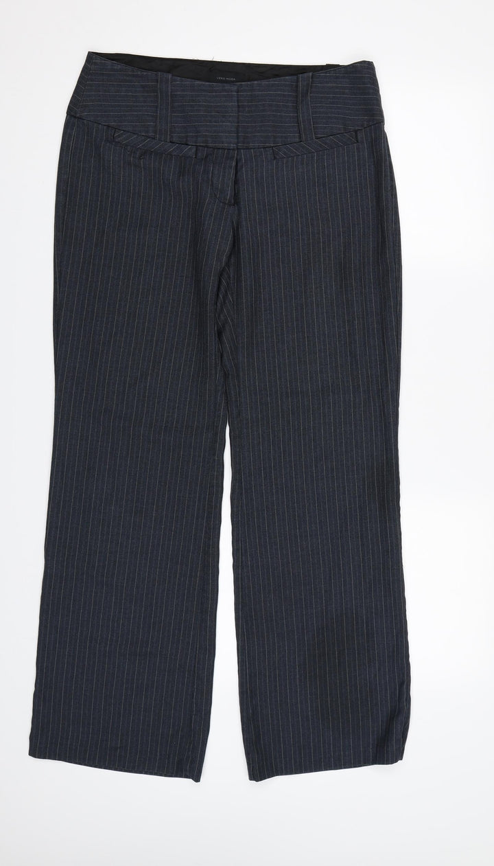 VERO MODA Mens Blue Striped Rayon Dress Pants Trousers Size M L30 in