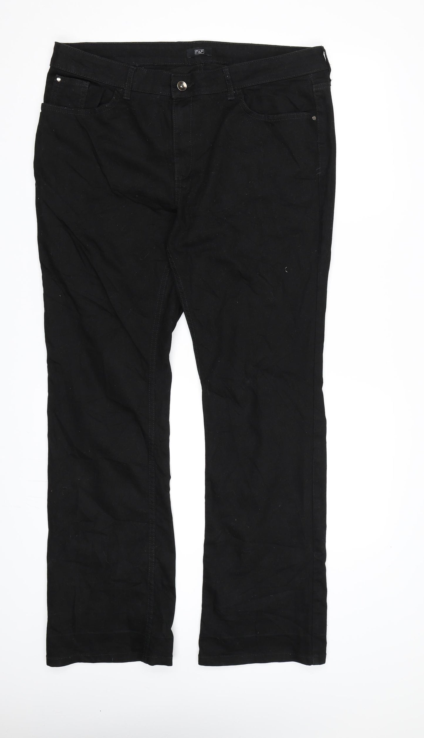 F&F Womens Black  Denim Bootcut Jeans Size 16 L30 in