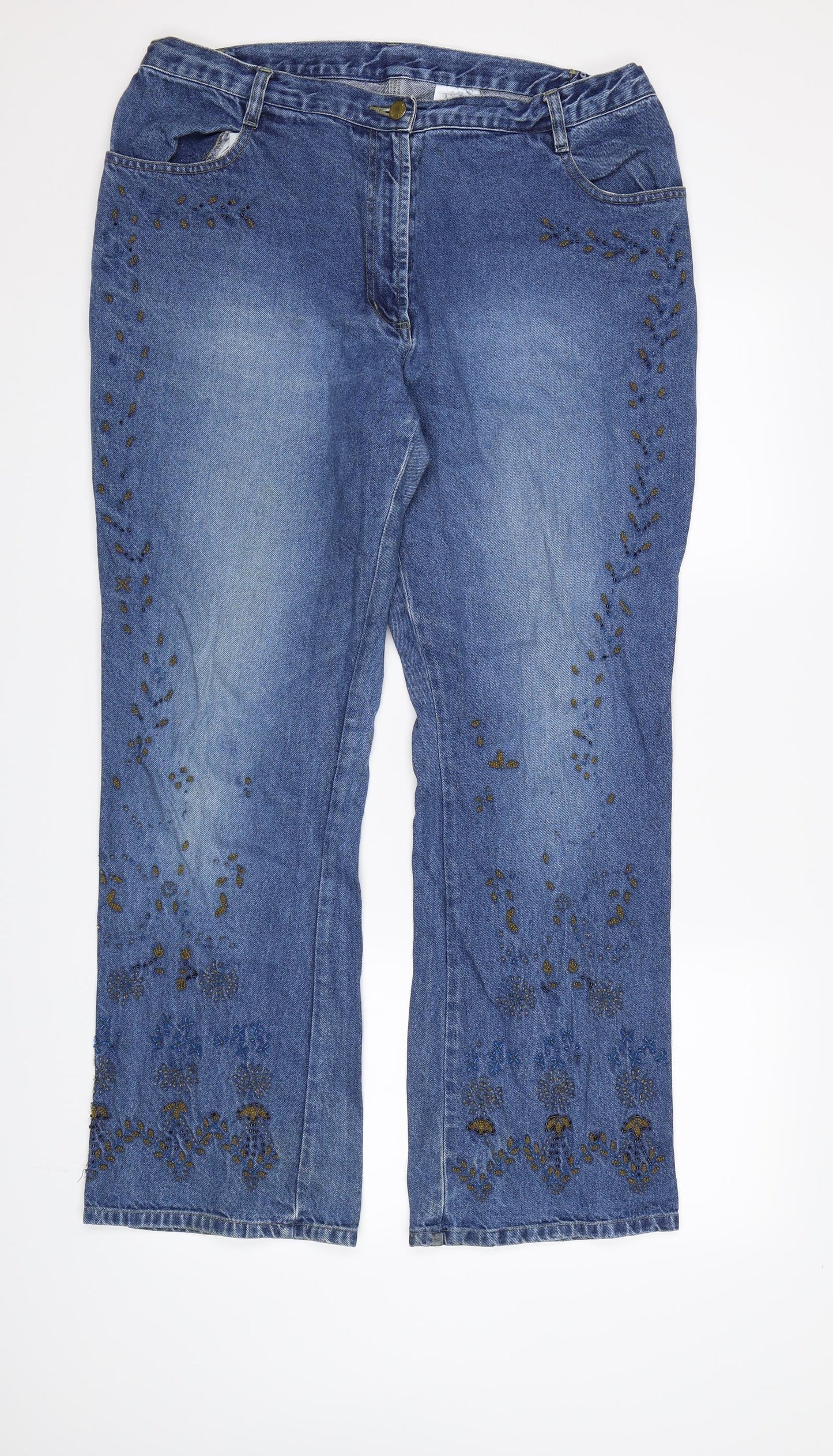 Preworn Womens Blue  Denim Straight Jeans Size 18 L29 in