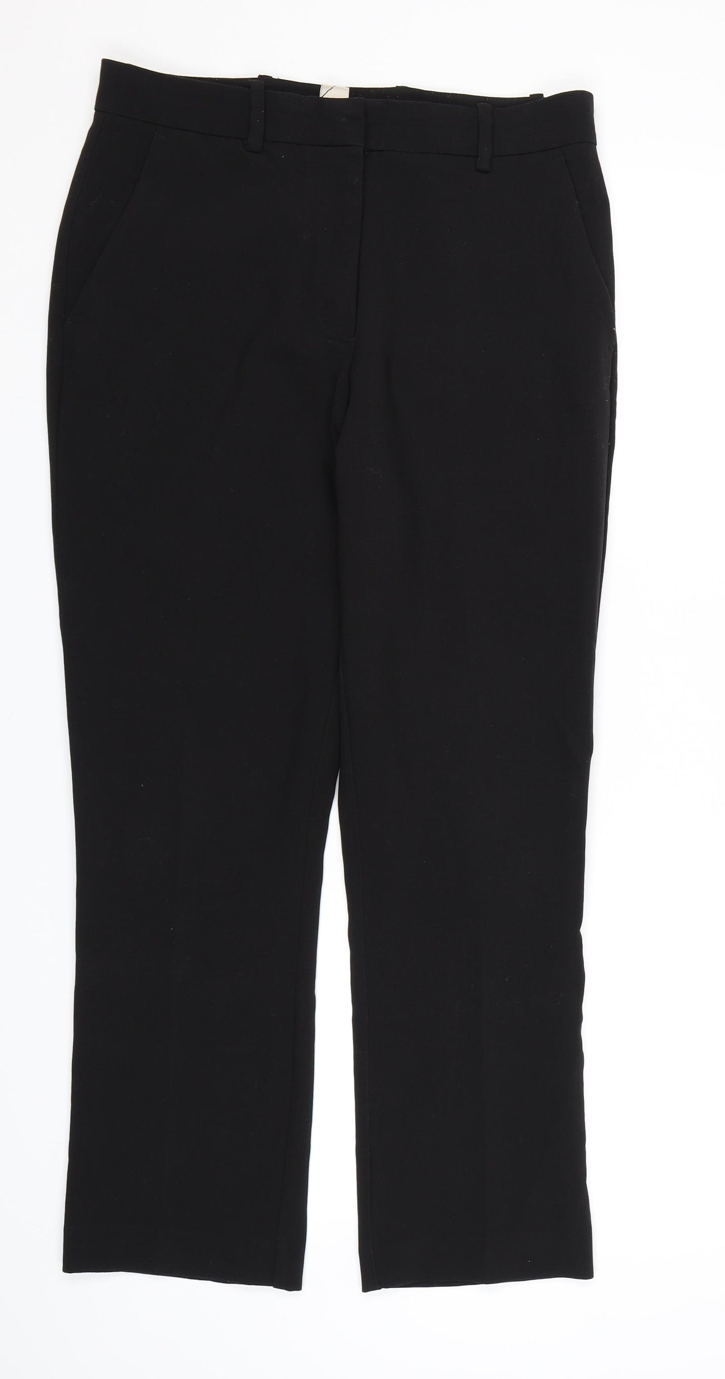 H&M Womens Black  Rayon Dress Pants Trousers Size 12 L27 in