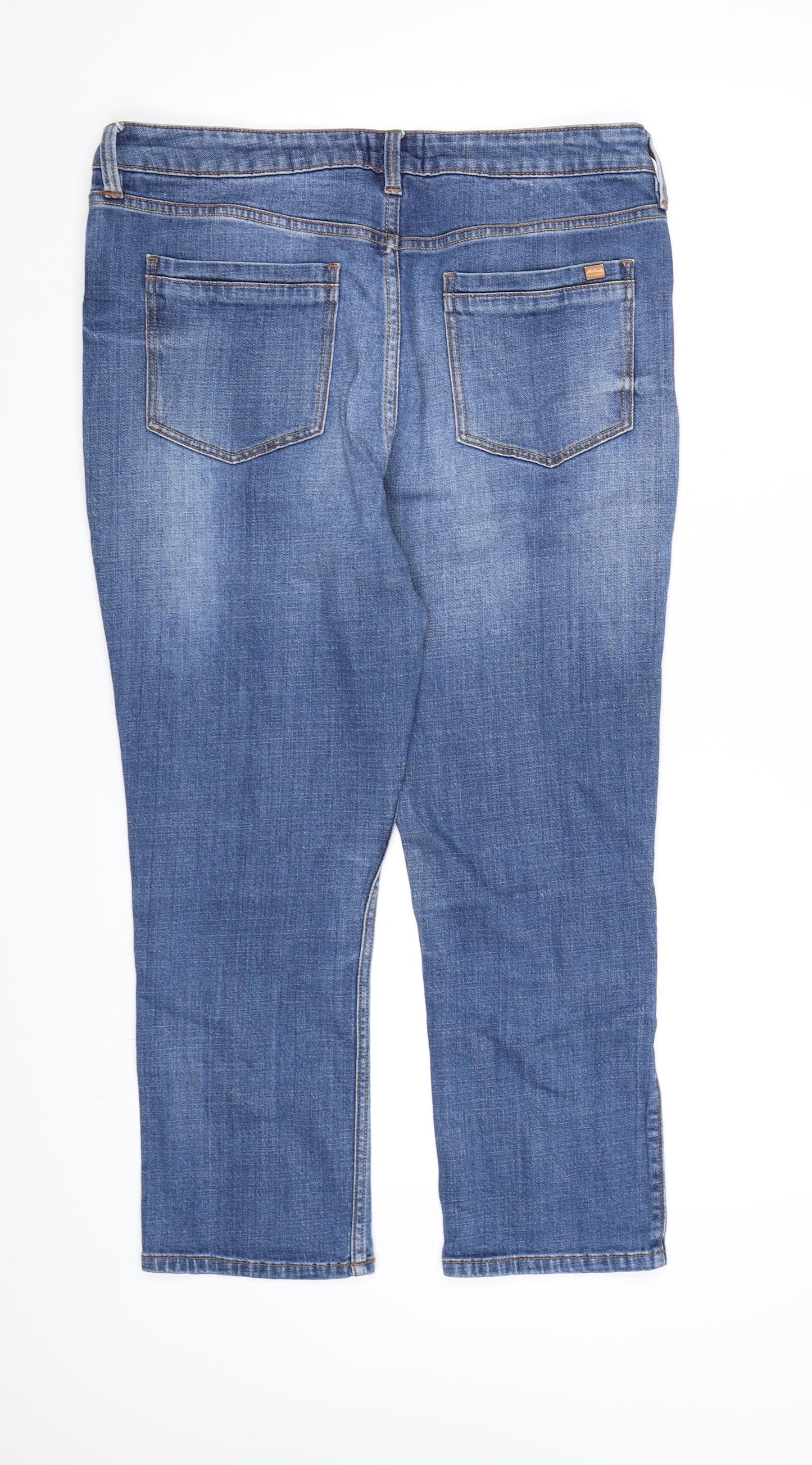 F&F Womens Black  Denim Straight Jeans Size 14 L24 in