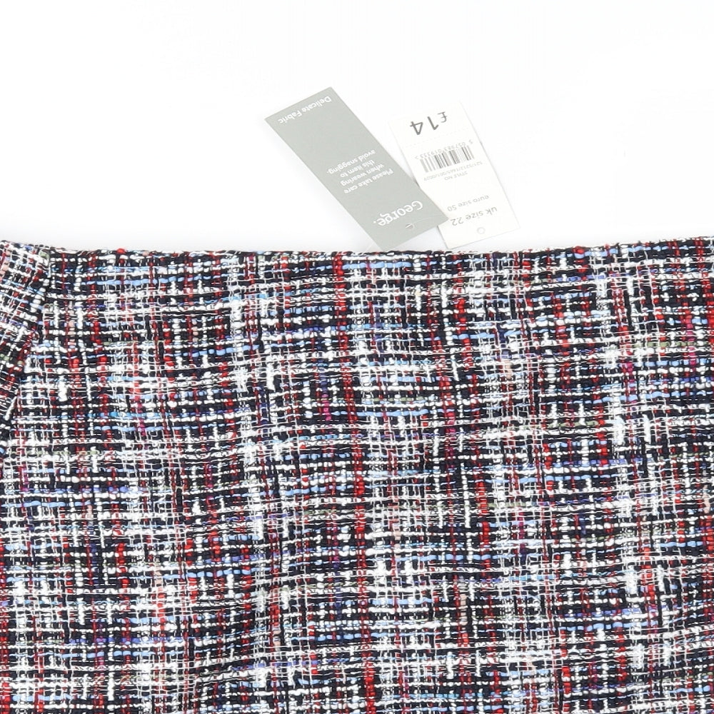 George Womens Blue Check  Straight & Pencil Skirt Size 22