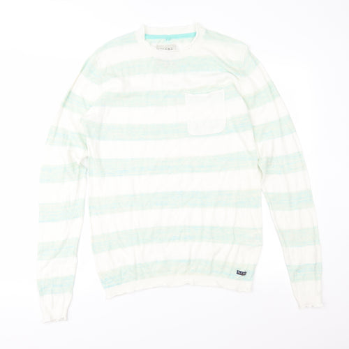 Blend Womens Green Striped Knit Pullover Jumper Size M