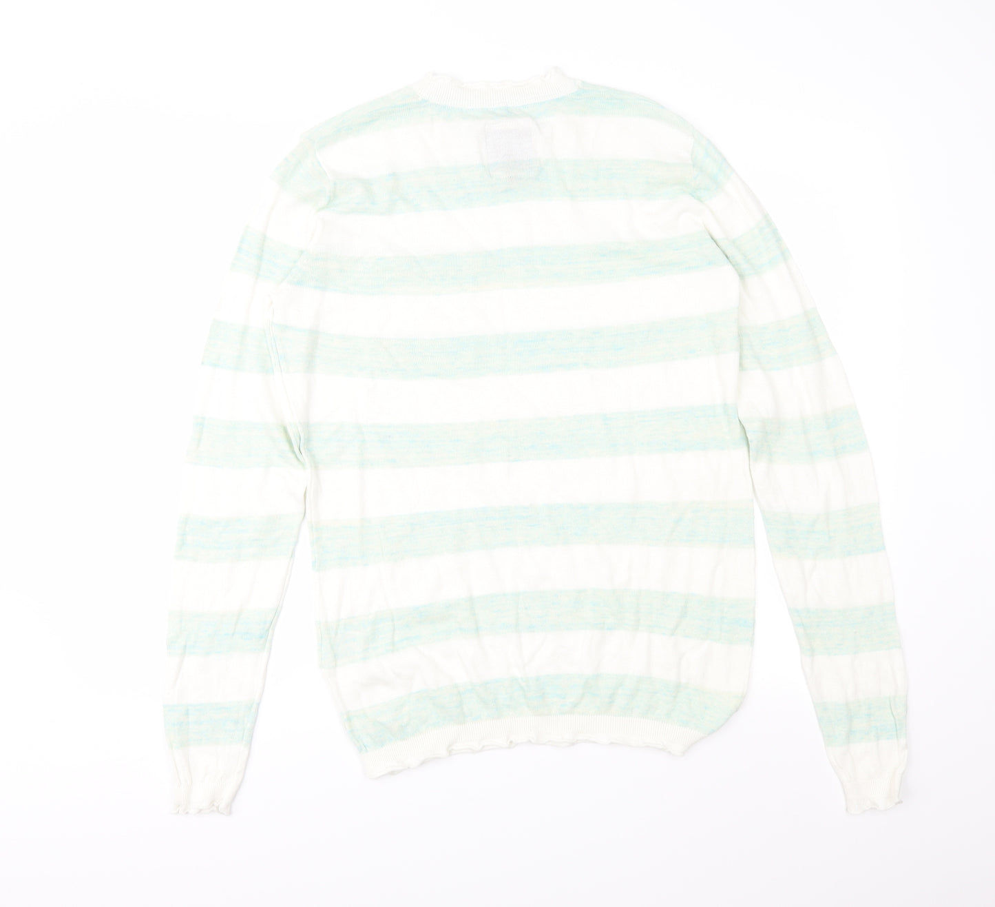 Blend Womens Green Striped Knit Pullover Jumper Size M