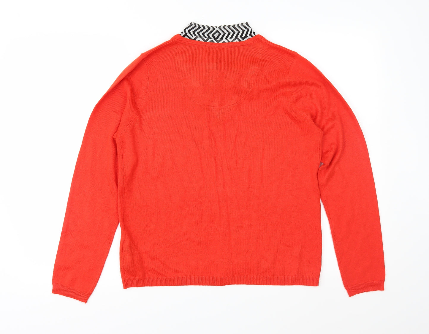 Marks and Spencer Womens Red Striped Knit Pullover Jumper Size 14