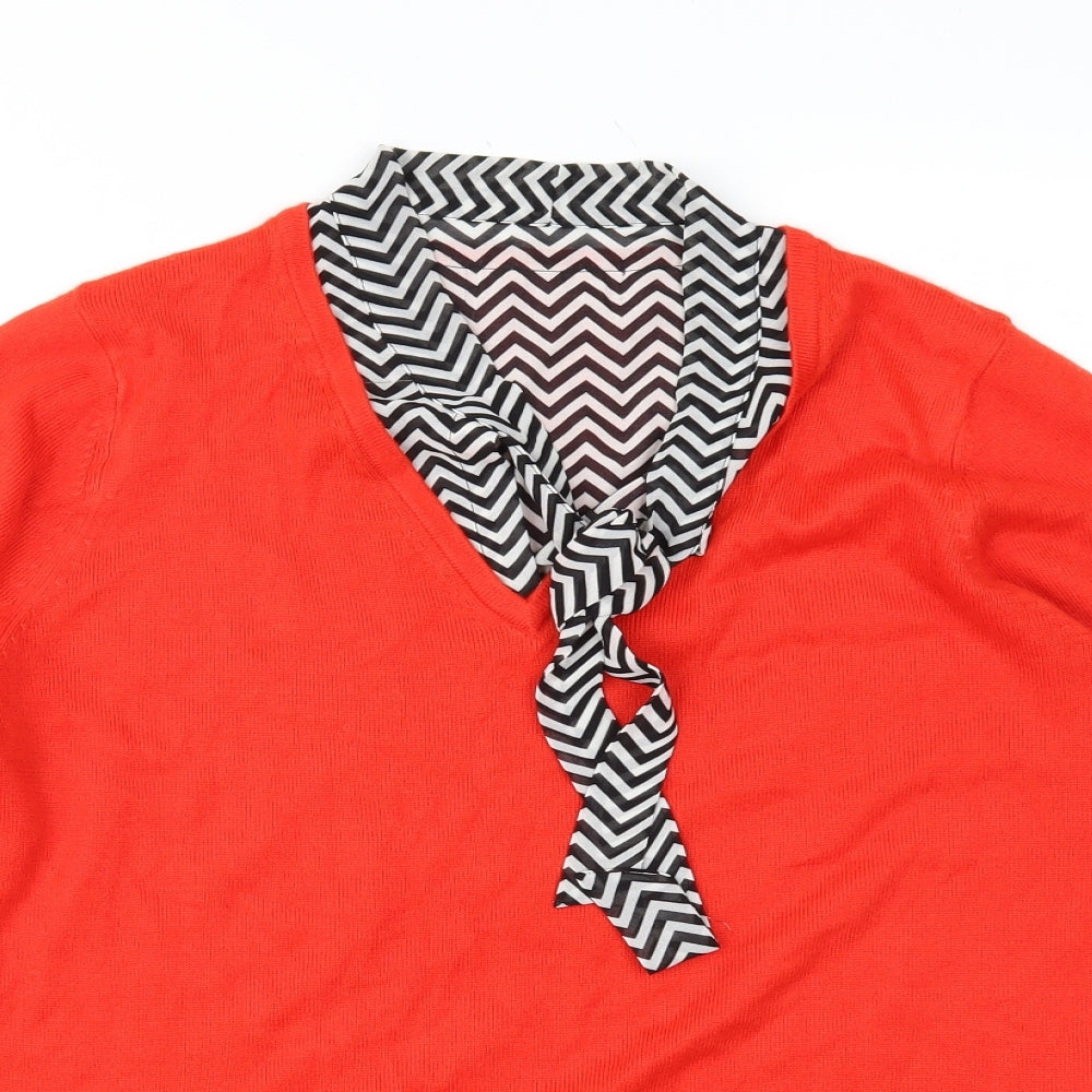 Marks and Spencer Womens Red Striped Knit Pullover Jumper Size 14