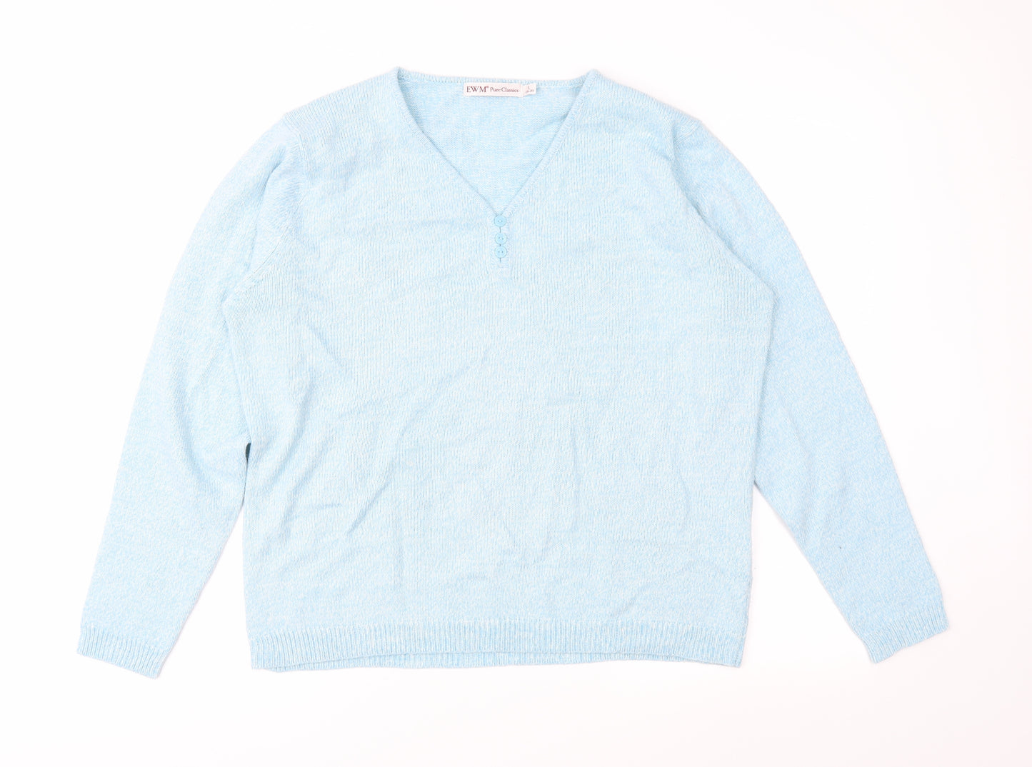 EWM Womens Blue  Knit Pullover Jumper Size L