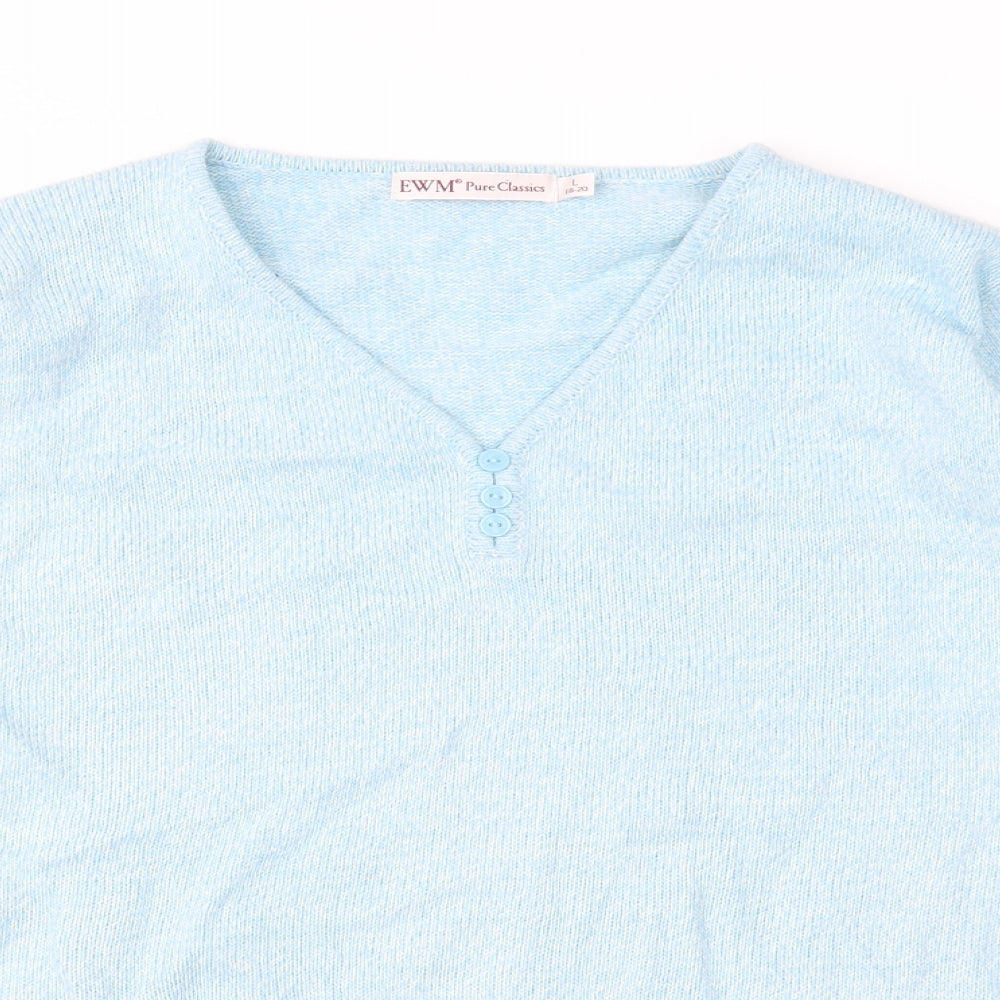 EWM Womens Blue  Knit Pullover Jumper Size L