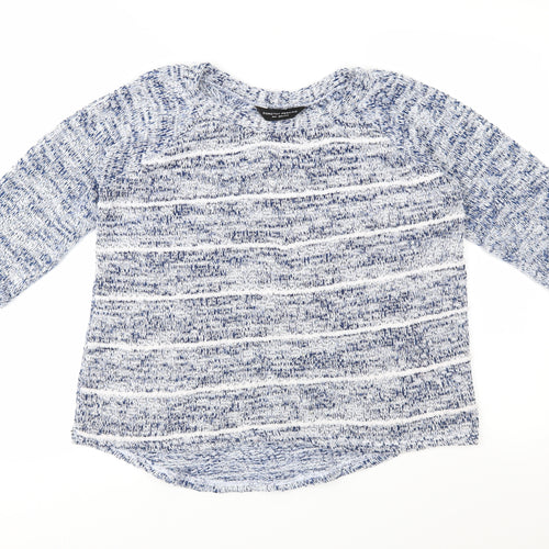 Dorothy Perkins Womens Blue Striped Knit Pullover Jumper Size 8