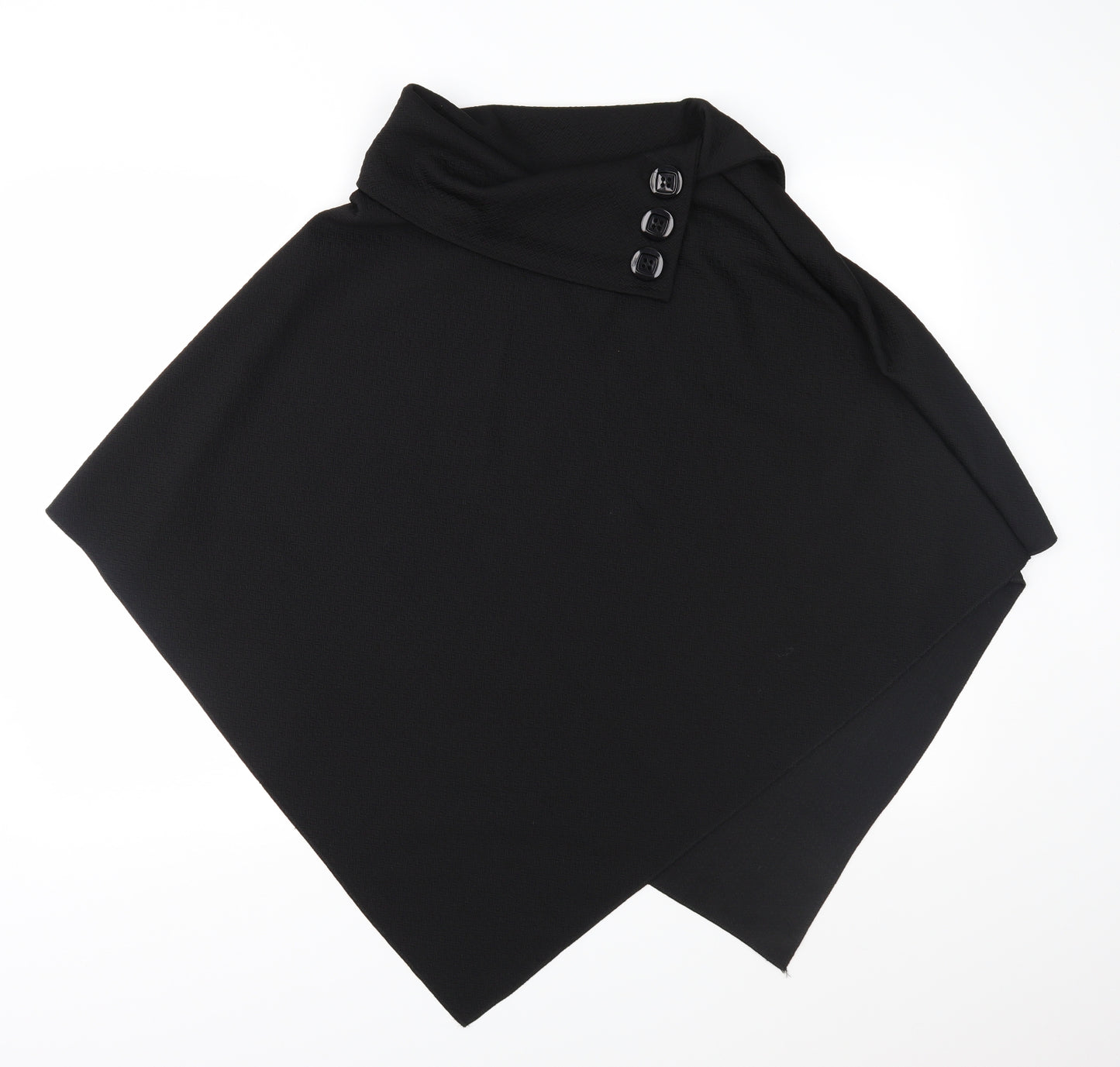 Preworn Womens Black Geometric  Overcoat Poncho One Size