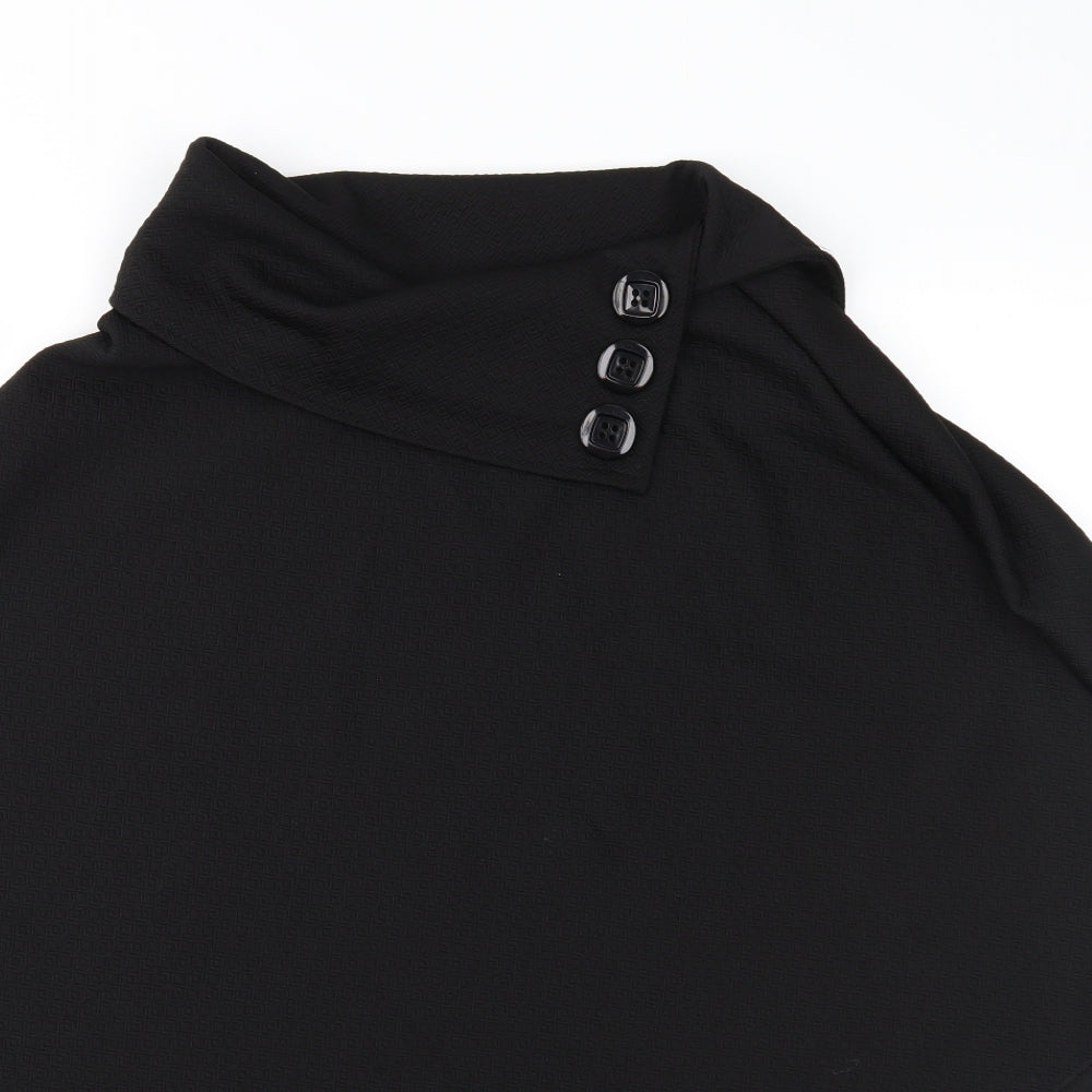 Preworn Womens Black Geometric  Overcoat Poncho One Size