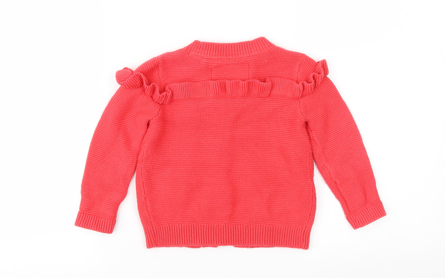 TU Girls Red Fair Isle Knit Cardigan Jumper Size 18-24 Months