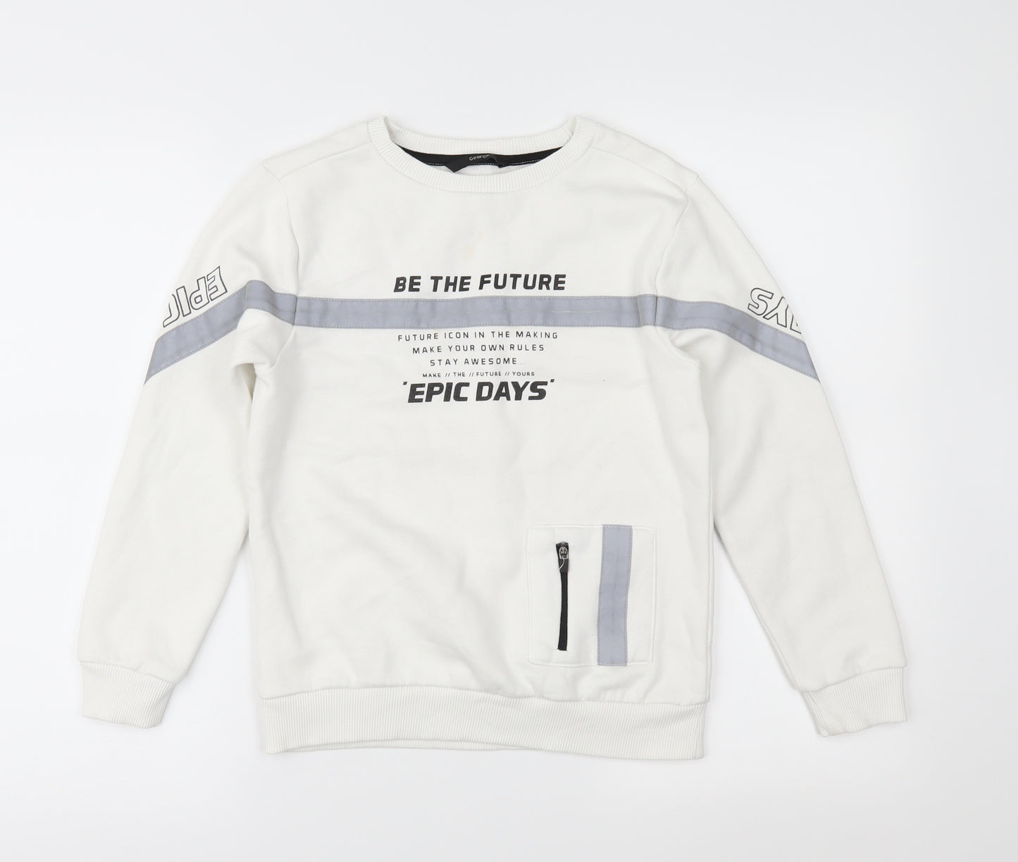 George Girls White   Pullover Sweatshirt Size 9-10 Years